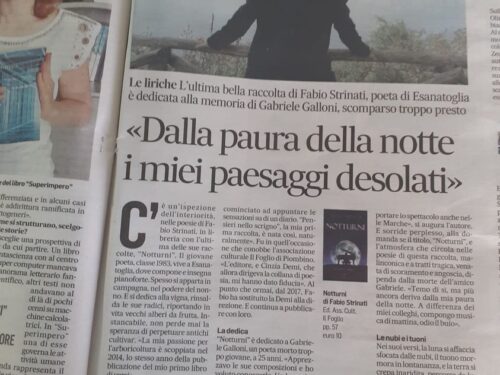“Notturni” di Fabio Strinati articolo di Lucilla Niccolini per il Corriere Adriatico