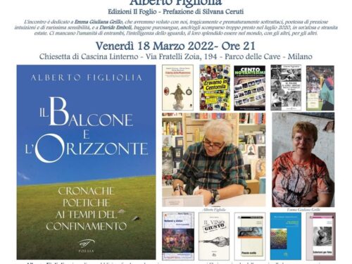 Venerdì 18 Marzo Alberto Figliolia presenta “Il balcone e l’orizzonte” Ed. il Foglio Letterario