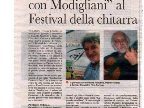 Il quotidiano Buonasera Taranto oggi parla di “Notte di stelle con Modigliani”