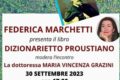 Federica Marchetti e il suo Proust. 30 settembre a Viterbo. Il Foglio Letterario Edizioni.
